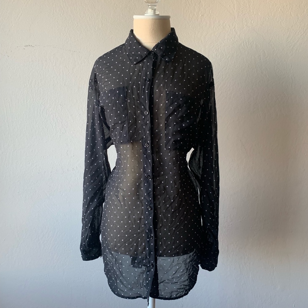 American Apparel Polka Dot Button Up Blouse